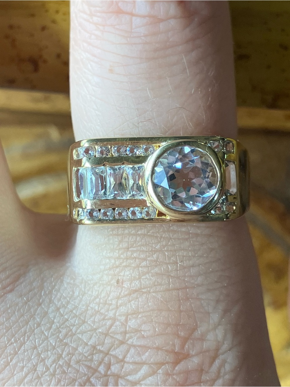 Natural White Topaz Men’s Ring Size 9
